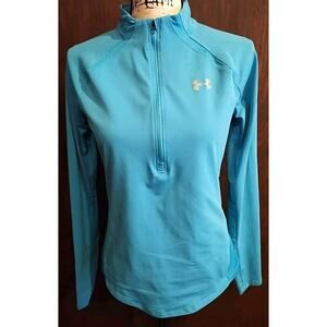 Under Armour Run Womens Small 1/2 Zip Athletic Running turquoise blue top Active